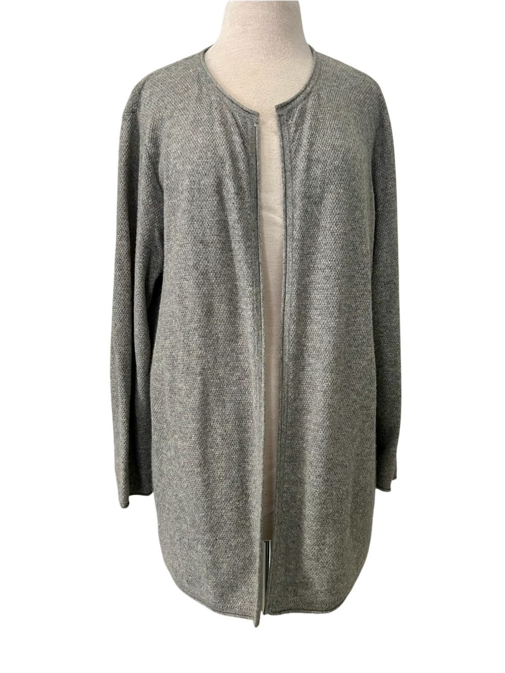 Norm Thompson Cashmere Open-Front Gray Knit Cardigan